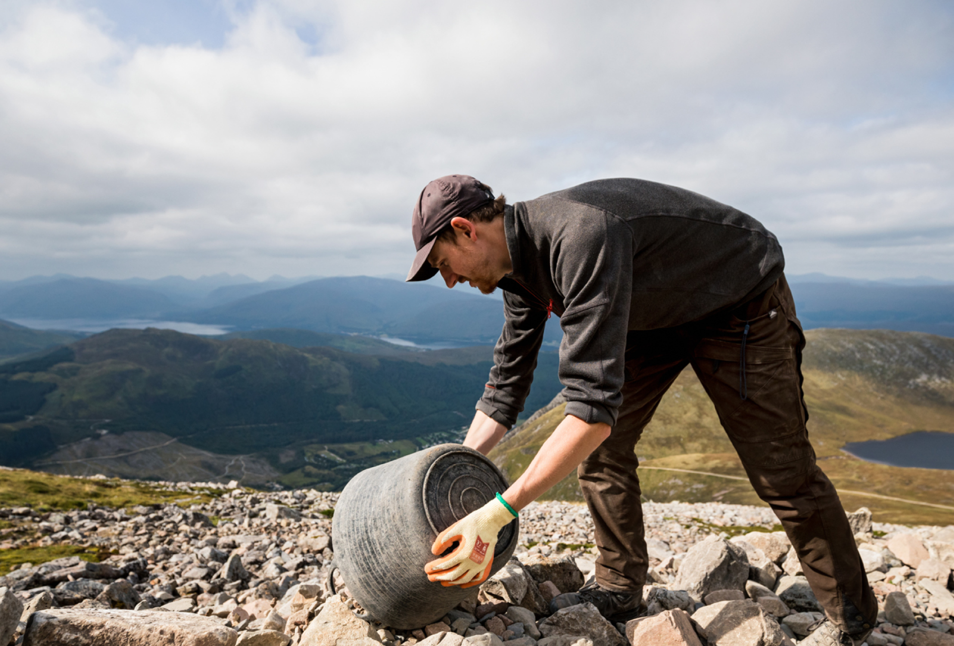 Nathan on Nevis path work - from Mountain Equipment